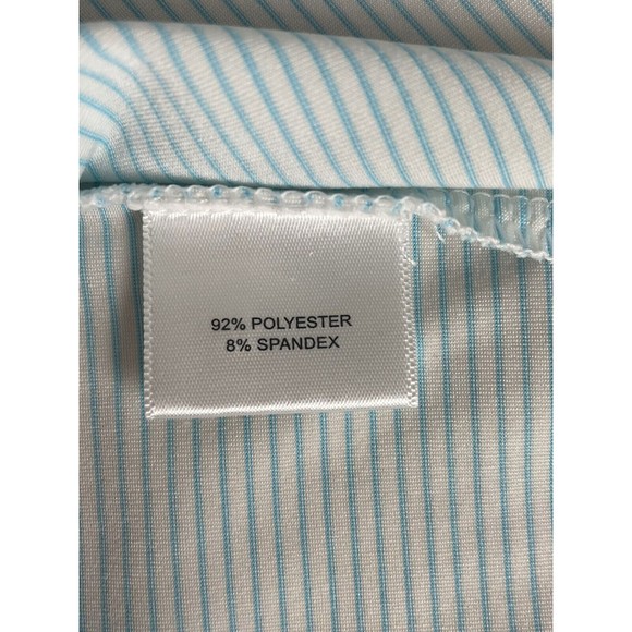 Peter Millar Summer Comfort Golf Polo Shirt Men’s White w/ Blue Striped Sz Large - Picture 6 of 7